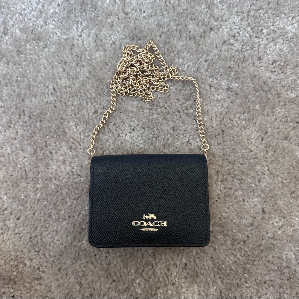 Coach Black Mini Crossbody Bag with Gold Chain